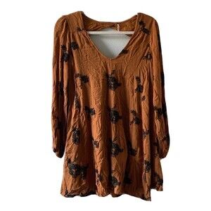 Free People Womens Size XS Multicolor Emma Embroidered Tunic Flowy Dress